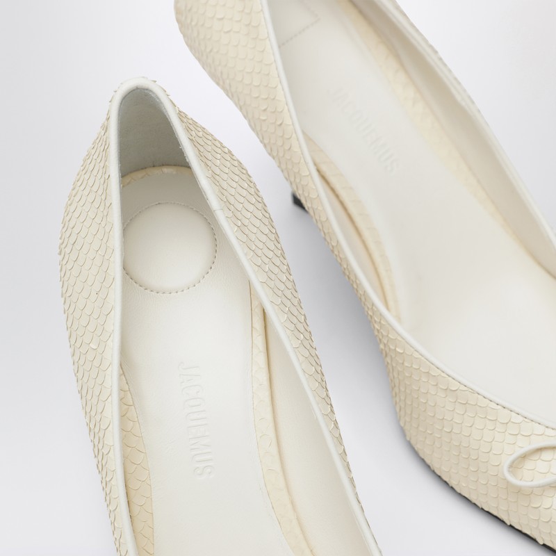 Jacquemus Ivory Python-effect Embossed Leather Tourni Décolleté In White