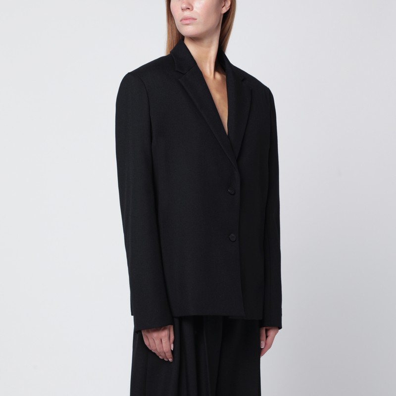 Black single-breasted wool jacket