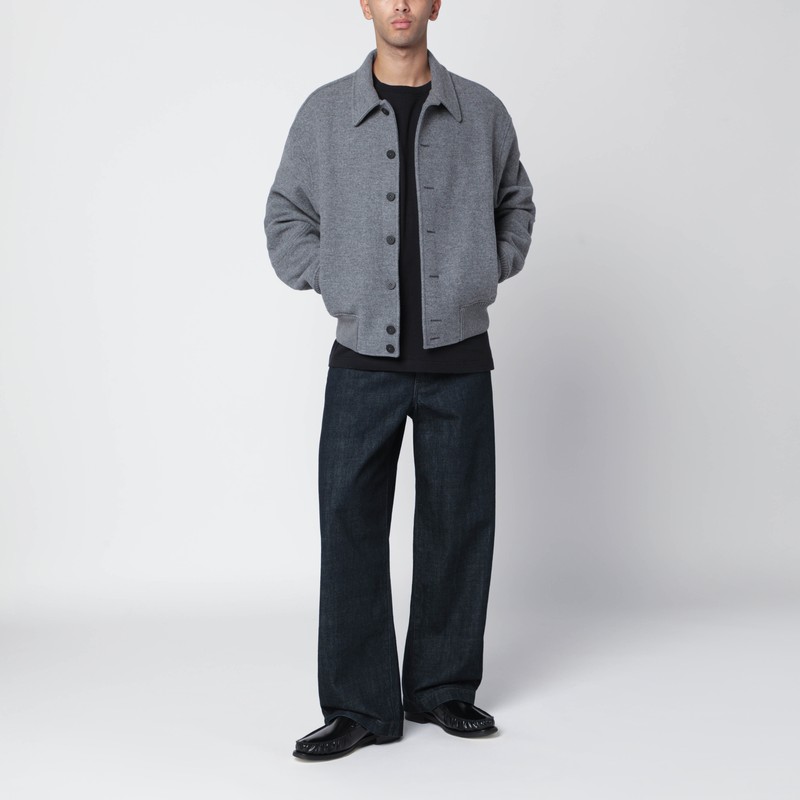 Jacquemus Mens Grey Feltro Pointed-collar Wool Bomber Jacket In Gray