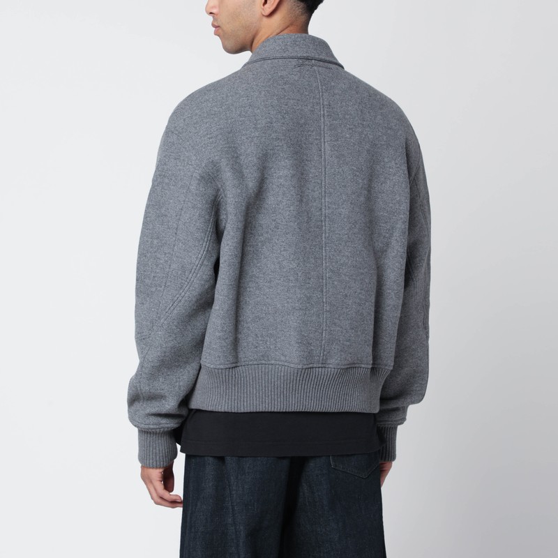 Jacquemus Mens Grey Feltro Pointed-collar Wool Bomber Jacket In Gray