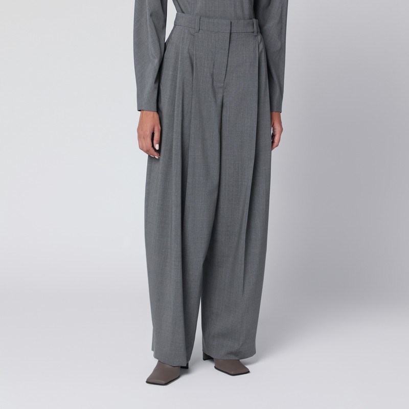 Grey pleated wool trousers
