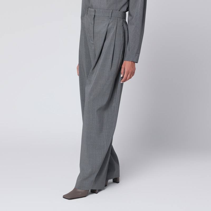 Jacquemus Le Pantalon Pleated Melange-wool Trousers In Gray