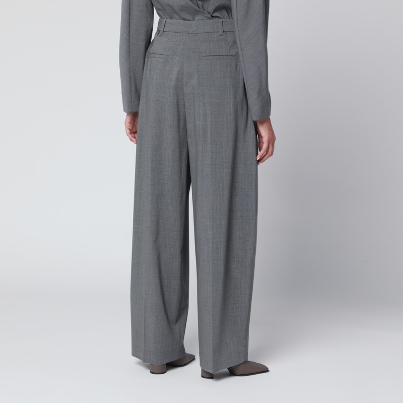 Jacquemus Le Pantalon Pleated Melange-wool Trousers In Gray