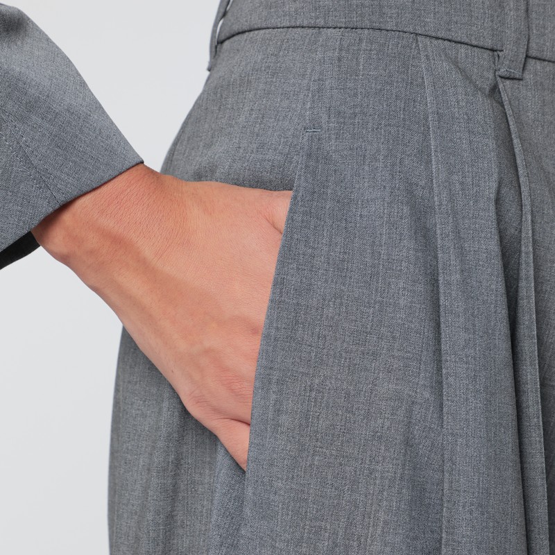 Jacquemus Le Pantalon Pleated Melange-wool Trousers In Gray