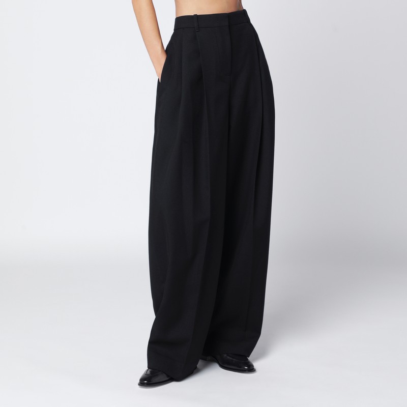 Black wide pleated trousers