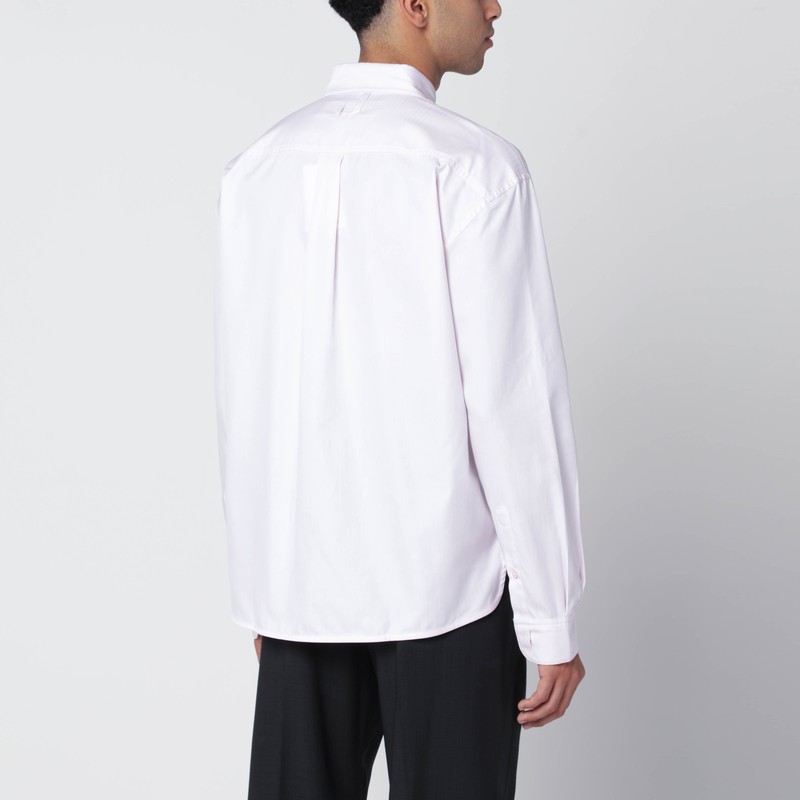 Jacquemus Men Shirt With Embroidered Logo And Herringbone Pattern In White