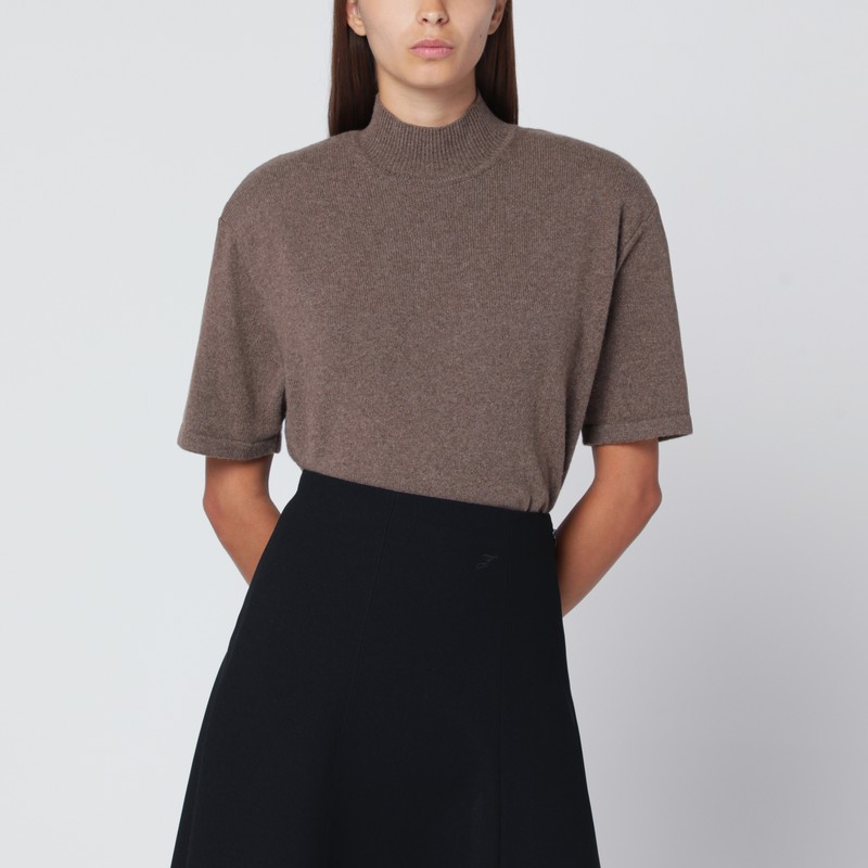 Brown wool and cashmere top