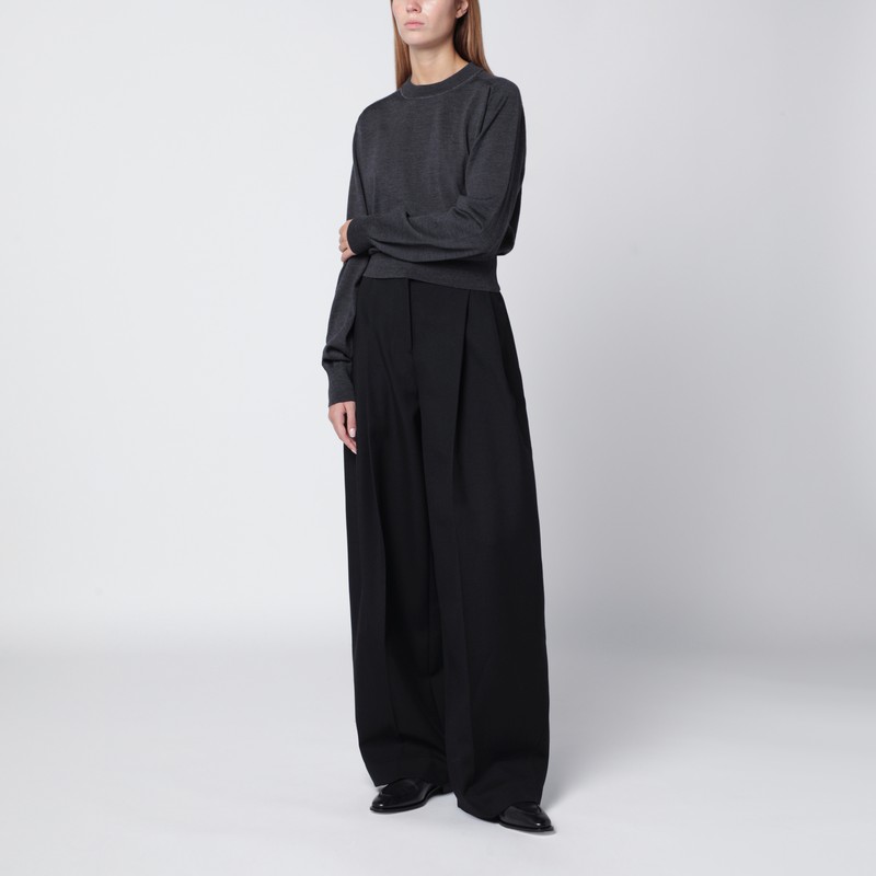 Jacquemus Sweater With Round Neck Brode In Merino Wool In Gray