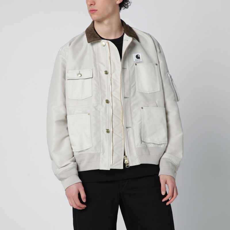 Ivory nylon twill jacket