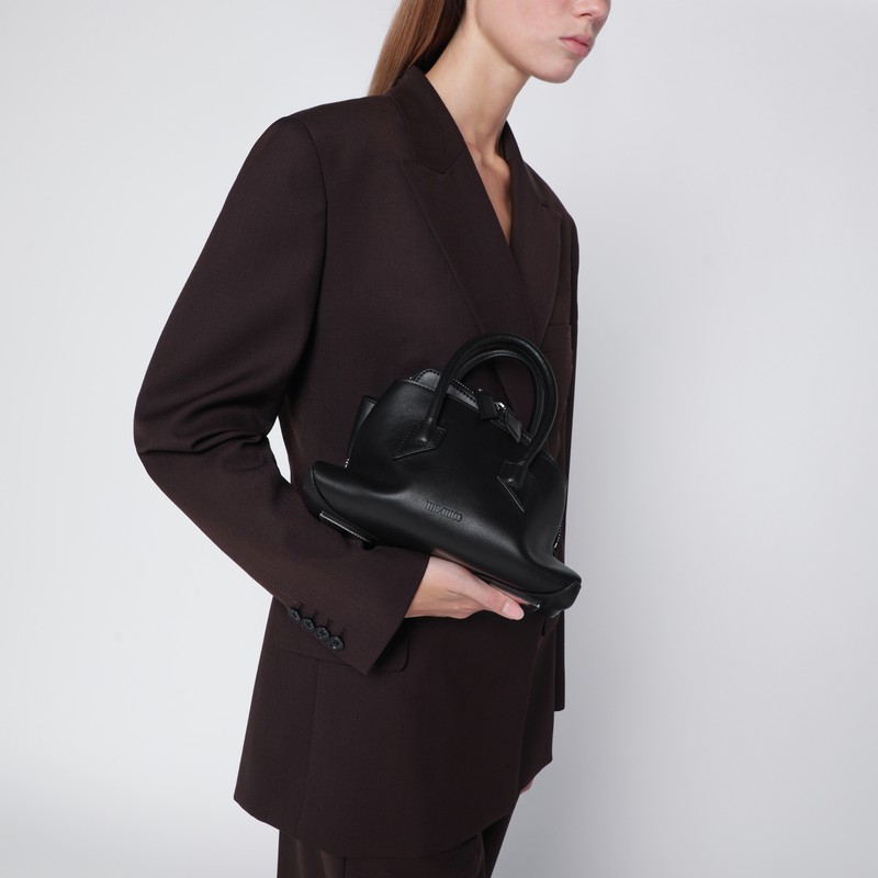 Attico Mini Leather Shoulder Bag With Dual Zip Closure In Black