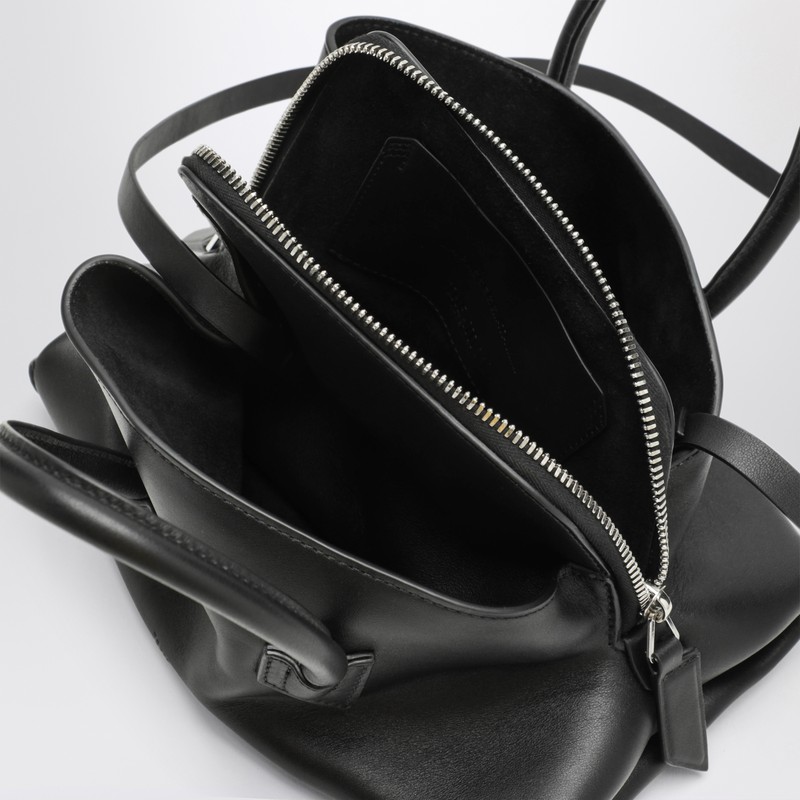 Attico Mini Leather Shoulder Bag With Dual Zip Closure In Black