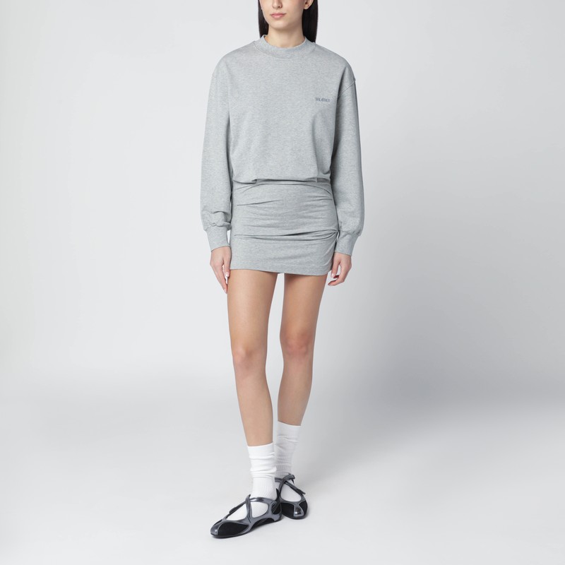 Grey mélange mini dress in cotton blend