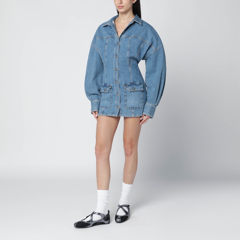 Attico The  Light Blue Denim Mini Dress