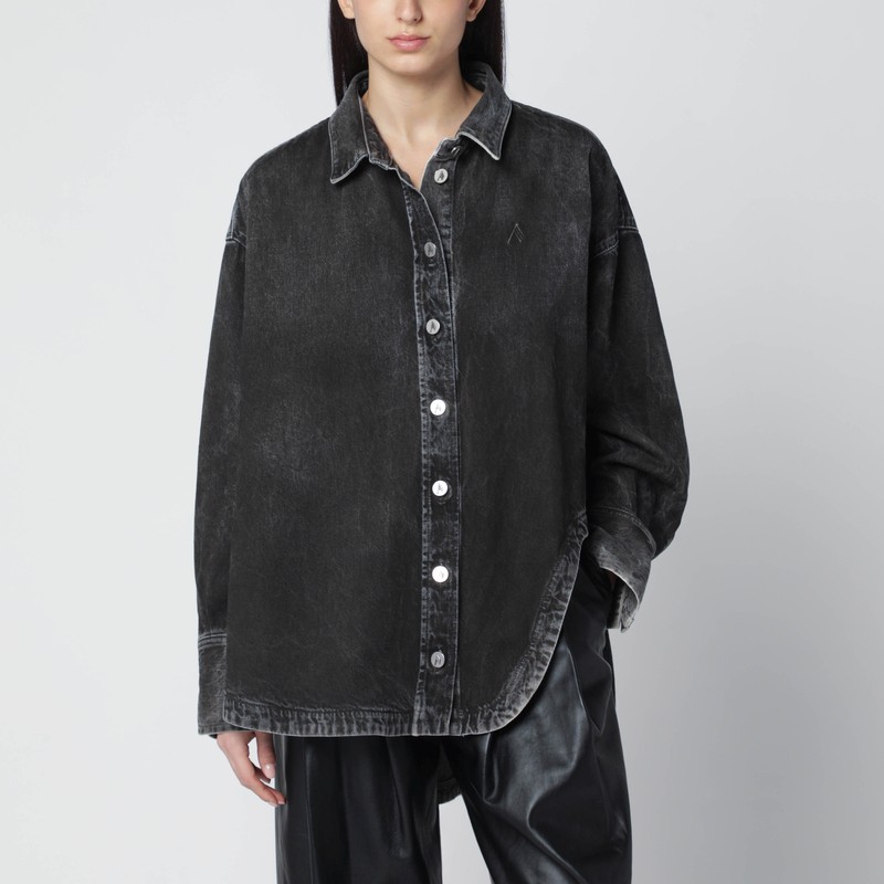 Black washed denim shirt
