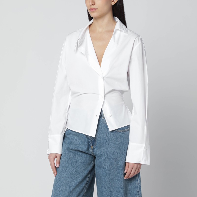 White asymmetric cotton shirt