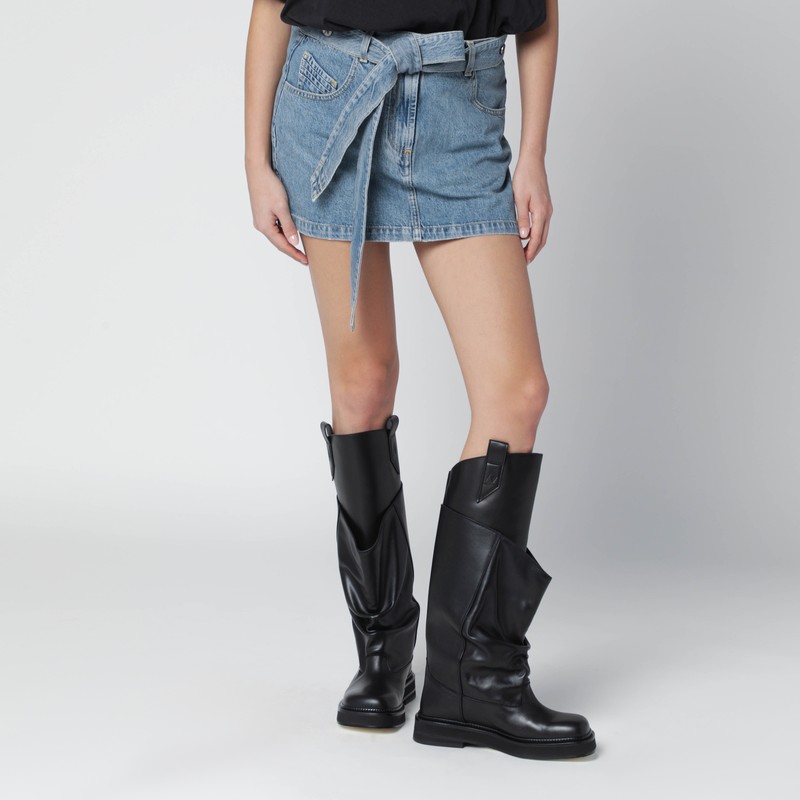 Light blue denim mini skirt