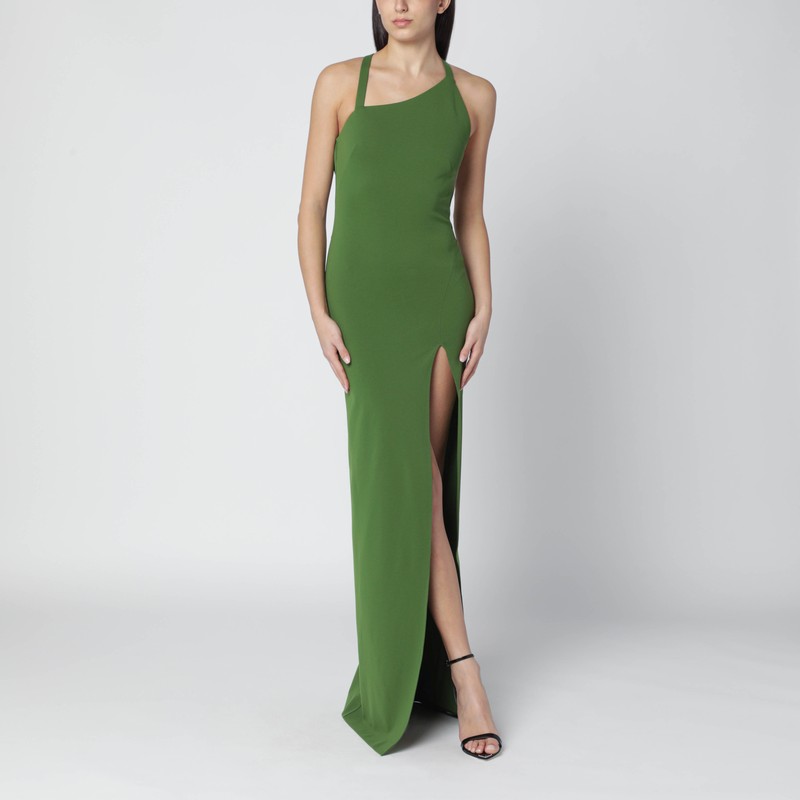 Long green dress with slit