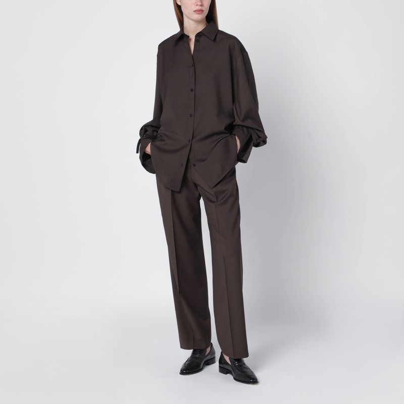 Totême Brown Wool Trousers In Brown