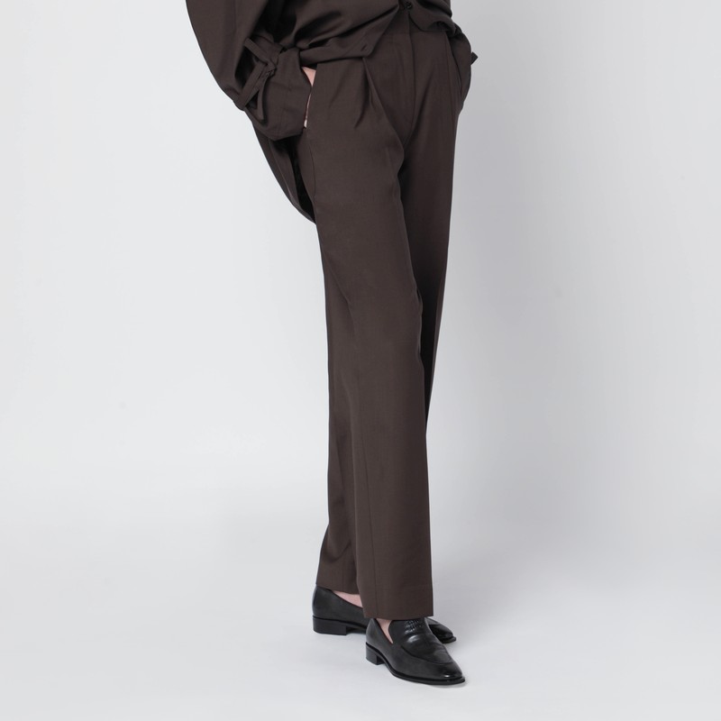 Totême Brown Wool Trousers In Brown