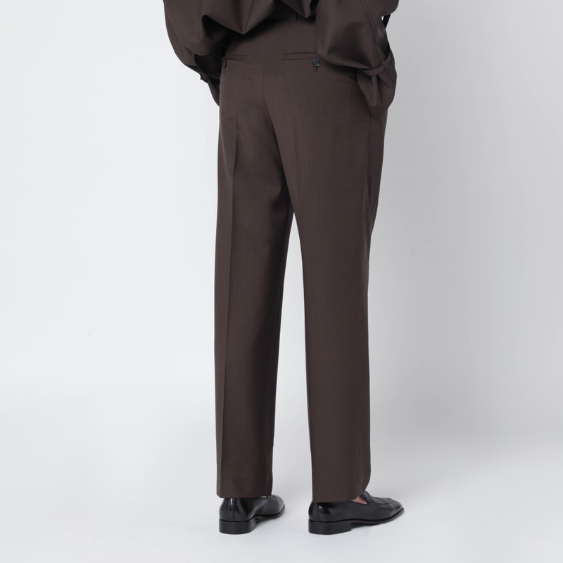 Totême Brown Wool Trousers In Brown