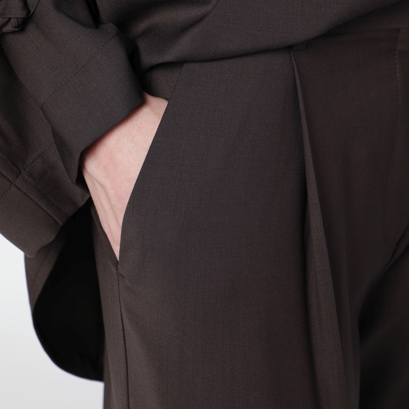 Totême Brown Wool Trousers In Brown