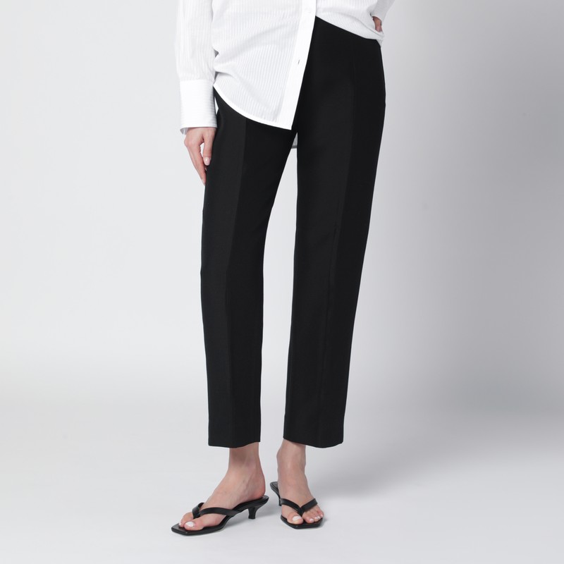 Totême Black Wool And Silk Trousers