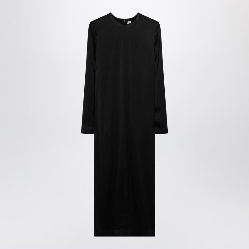 Totême Black Midi Dress In Lustrous Viscose