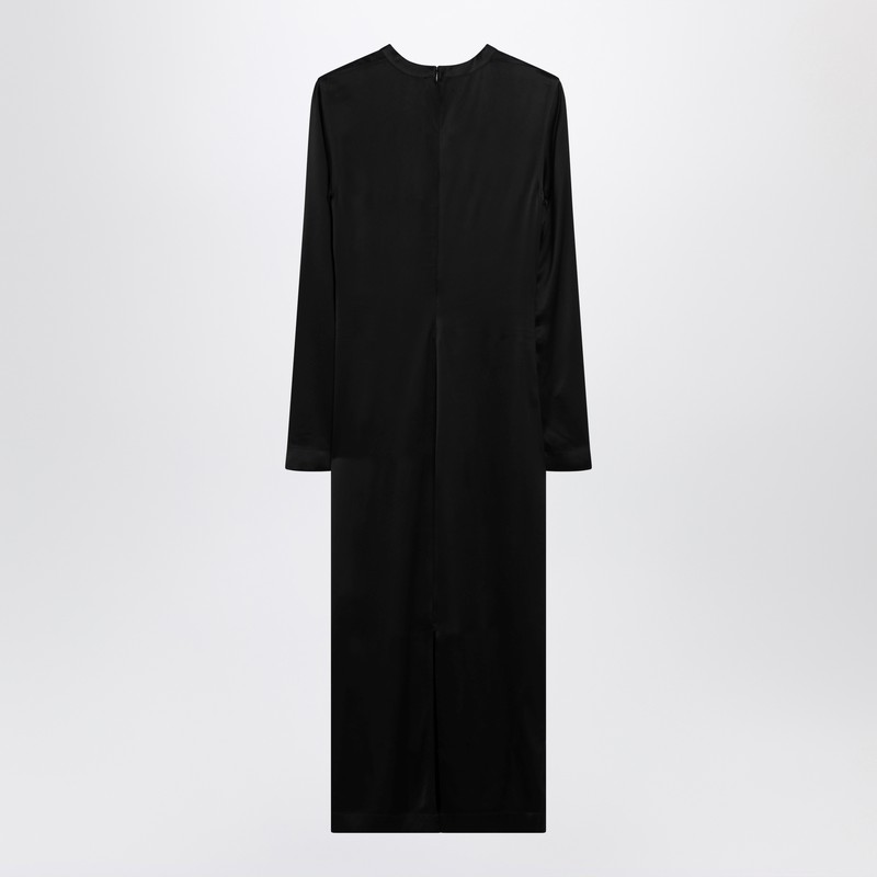 Totême Black Midi Dress In Lustrous Viscose In Black