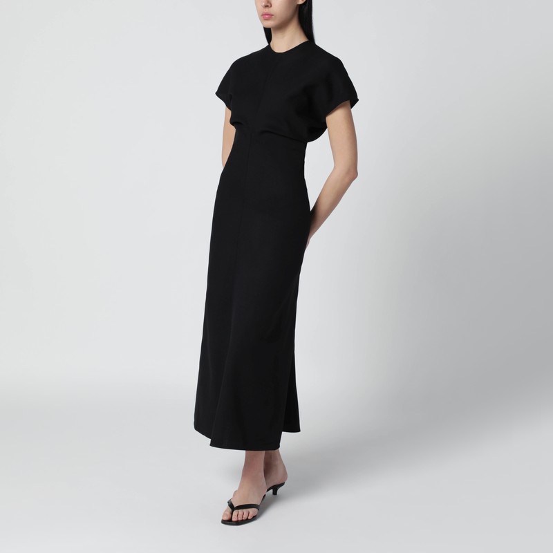 Black wool midi dress