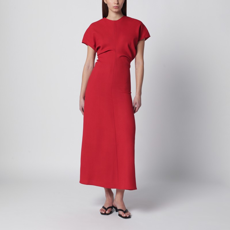 Red wool midi dress