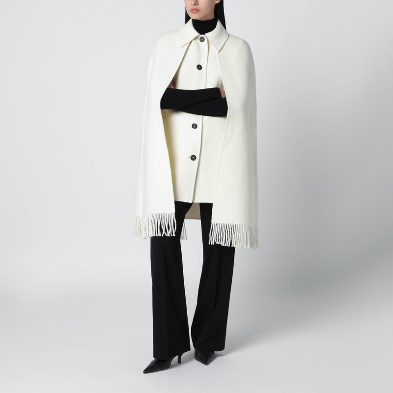 Totême White Cape Jacket With Fringes