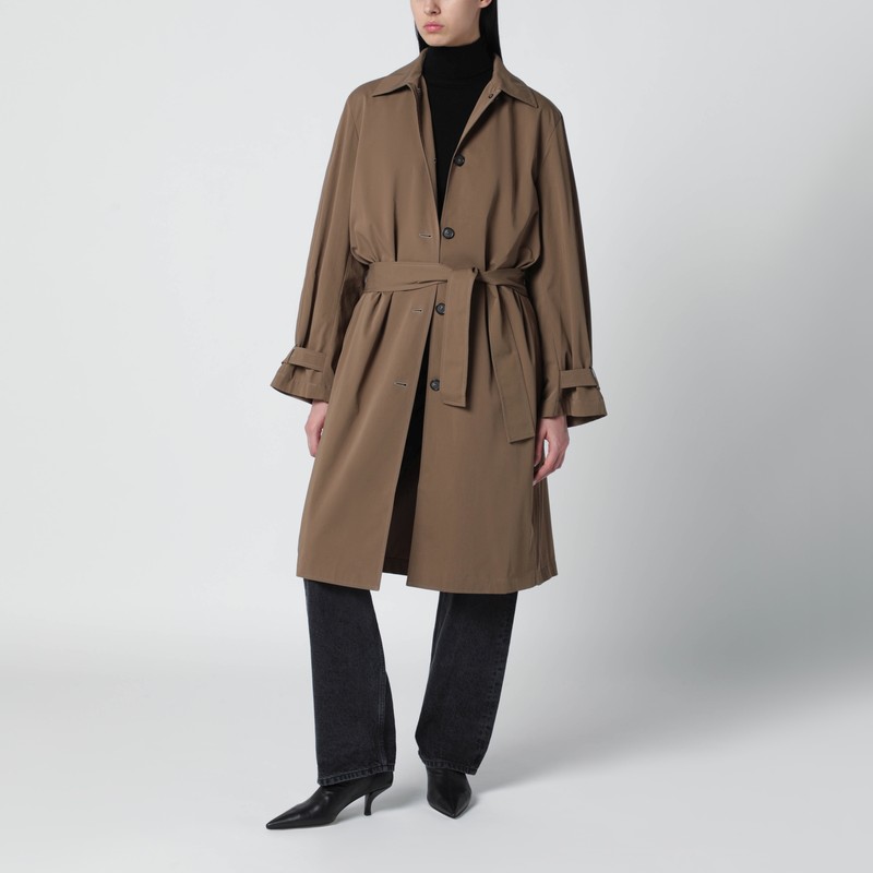 Hazelnut-colored organic cotton trench coat