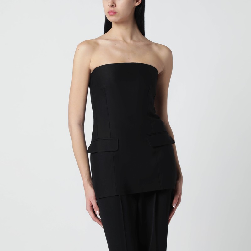 Black sleeveless wool and silk top