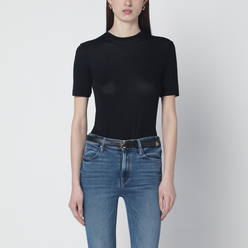 Black viscose jersey T-shirt