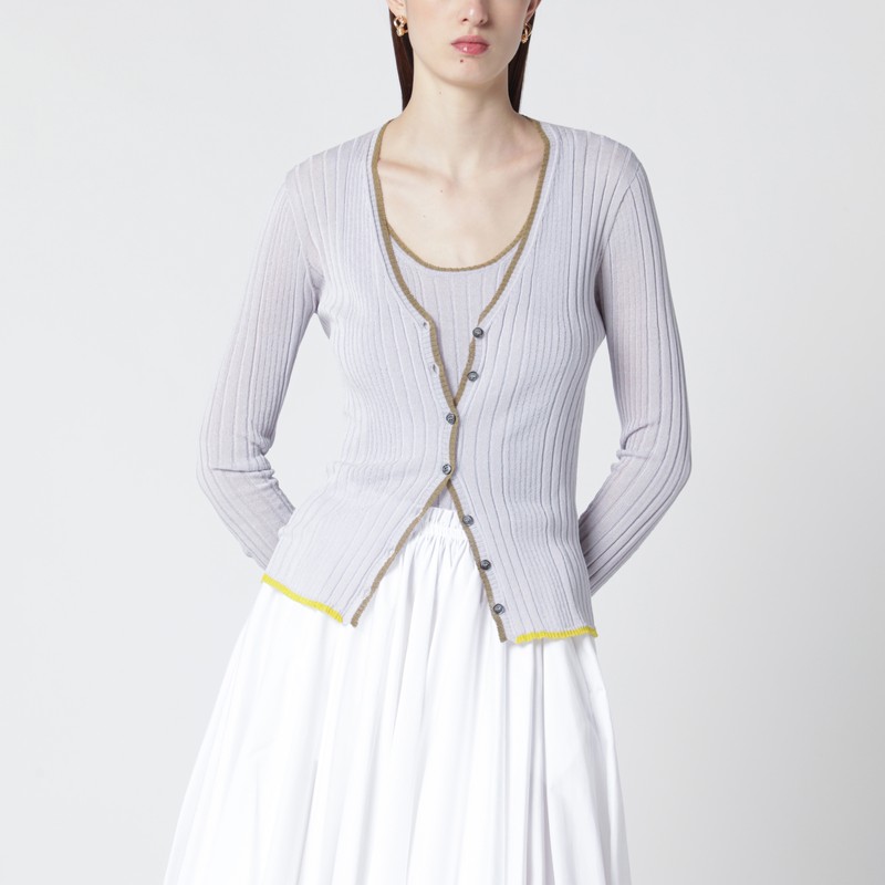 Lilac cardigan with gold trim
