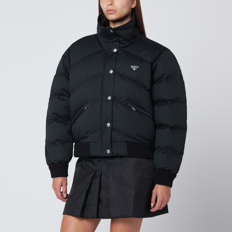 Black cotton and silk down jacket