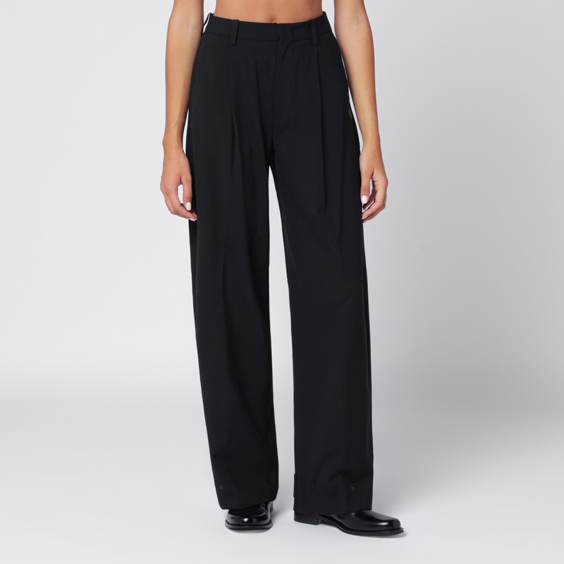 Black wool-blend trousers