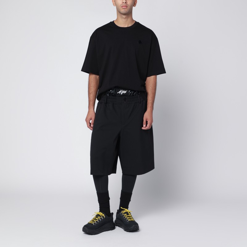 Moncler X A$ap Rocky Black Nylon Blend Bermuda Shorts In Black