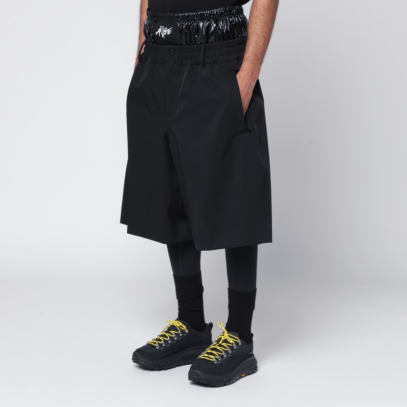 Moncler X A$ap Rocky Black Nylon Blend Bermuda Shorts In Black