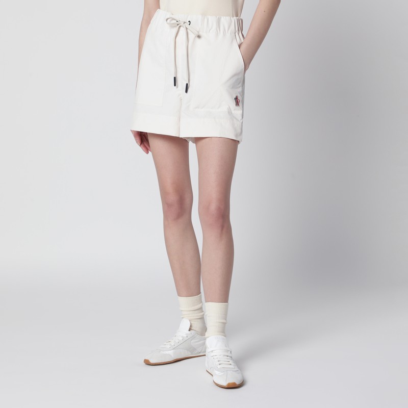 Beige technical froissé shorts