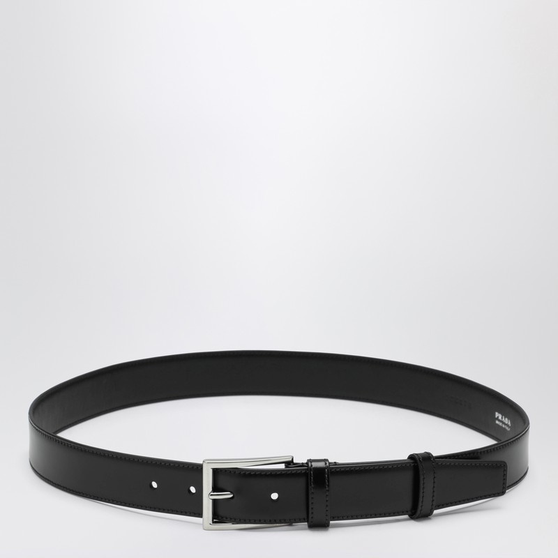 Black polished leather belt