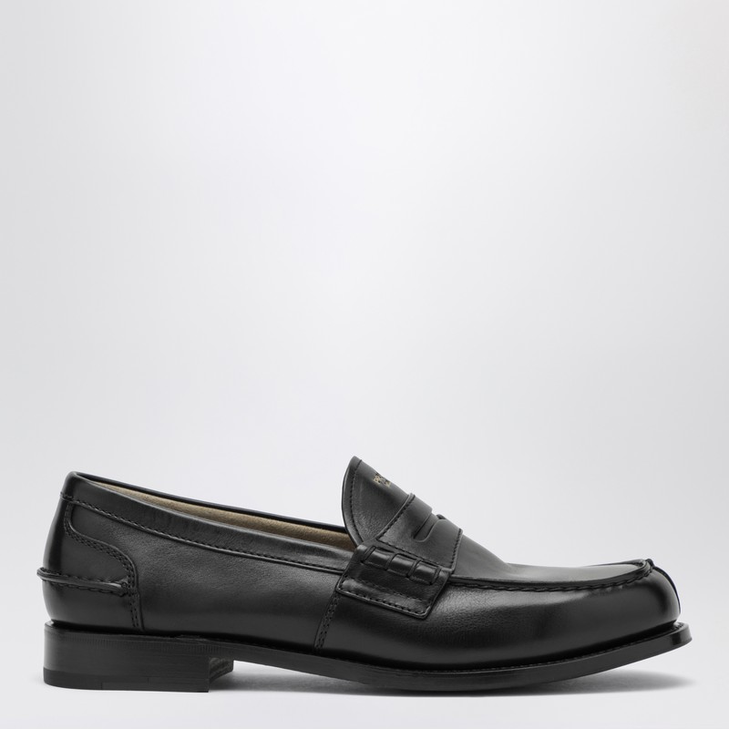 Black brushed leather loafers