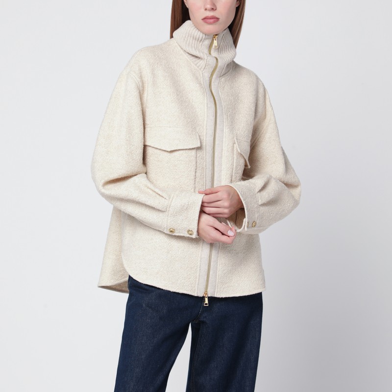 Light beige zip jacket in wool blend