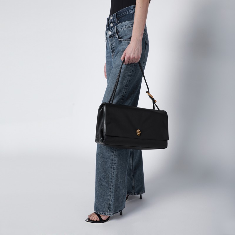 Marc Jacobs The Large Dual Bag In Black Leather In Black
