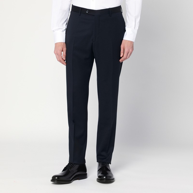 Tagliatore Single-breasted Blue Wool And Cashmere Suit In Black
