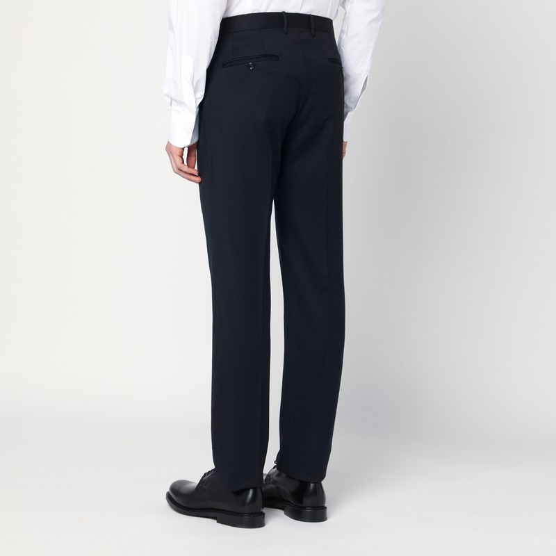 Tagliatore Single-breasted Blue Wool And Cashmere Suit In Black