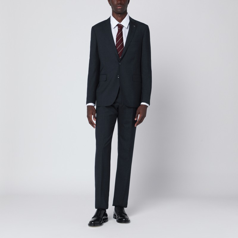 Blue single-breasted wool suit