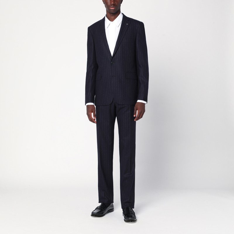Blue pinstriped single-breasted wool suit