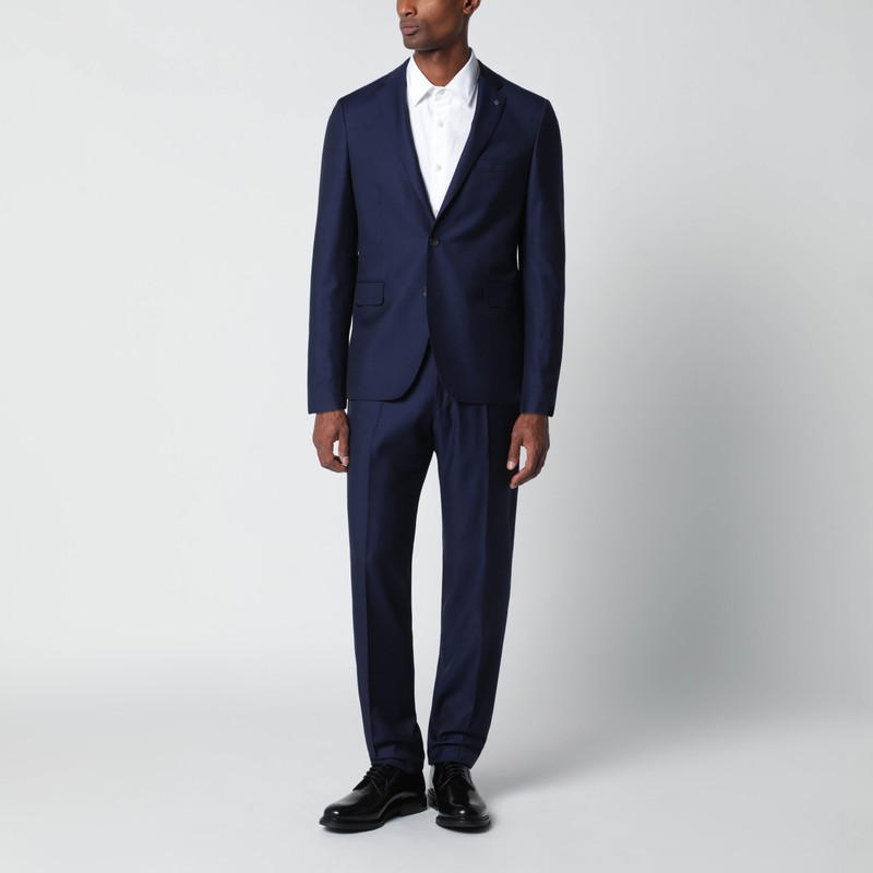 Blue wool single-breasted suit