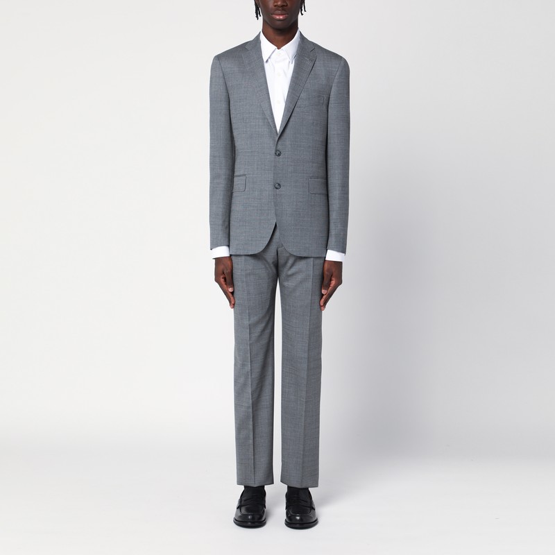 Single-breasted grey wool suit - Tagliatore - Modalova